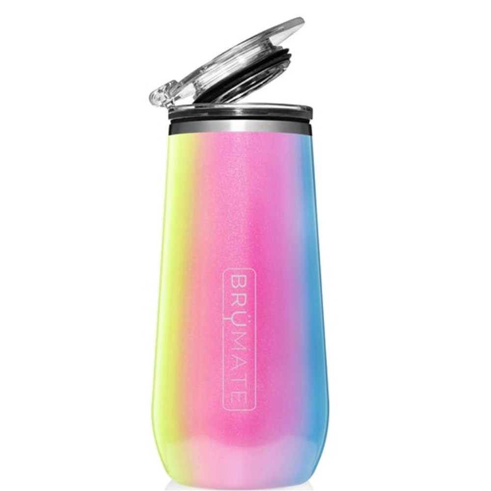 BrüMate Champagne Flute, 12 oz, Glitter Rainbow